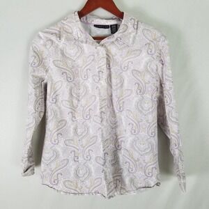 Attention Shirt Womens‎ XL Top Paisley Long Split Cuff Sleeve Collared Button Up
